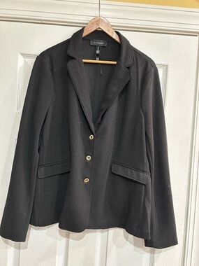 Halston Heritage Black Classic Notch Lapel Blazer with Gold Buttons